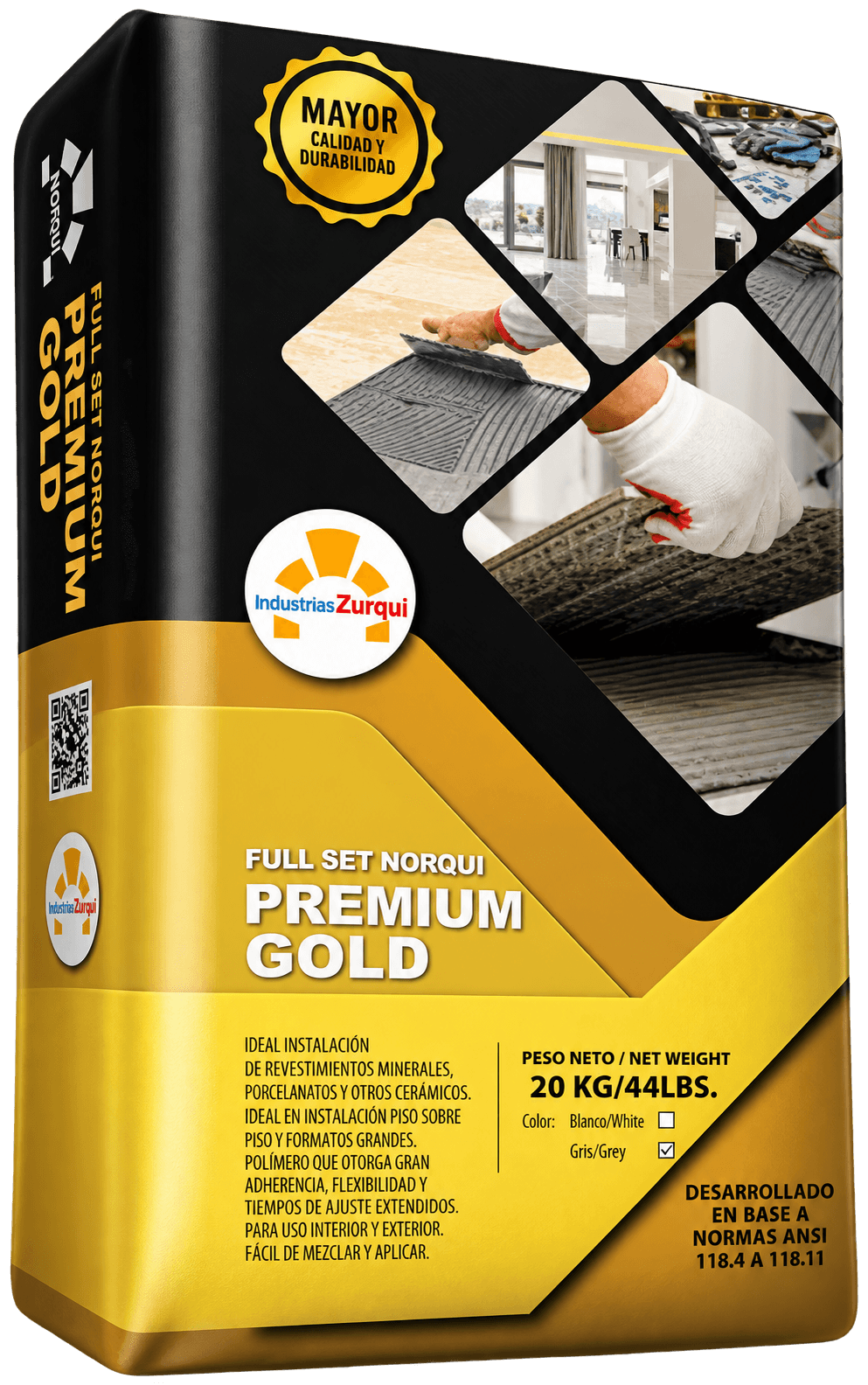 Saco de 20 kg de mortero de pega Full Set Norqui Premium Gold